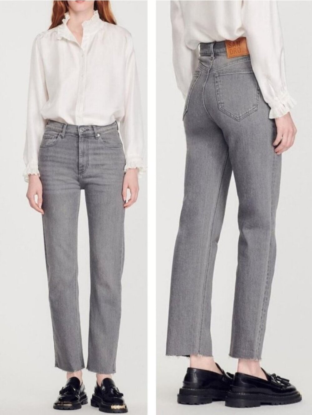 SANDRO Straight Leg Stretch Jean Size 28 Fray Hem